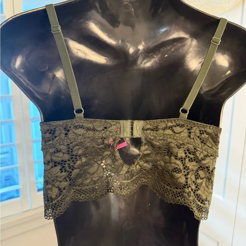 💚 La Senza Green Lace Padded Bralette Size Small - Picture 2 of 5